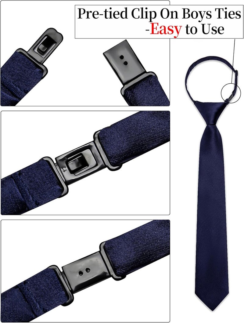 Ailisus Store Boys Tie Solid Color Silk Satin Pre-tied Kids Necktie for Age 8-12 Adjustable Formal Wedding School Graduation - Image 4